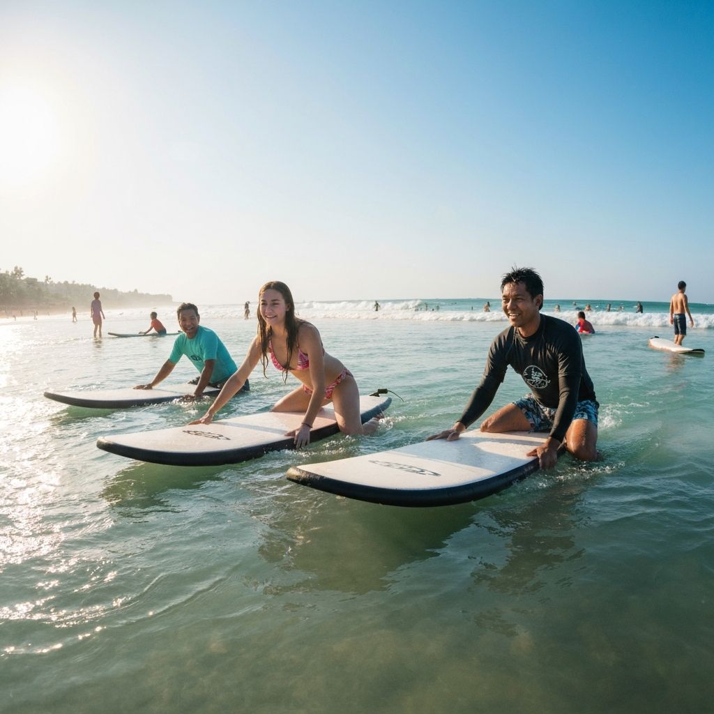Surf lesson in action at Canggu beach